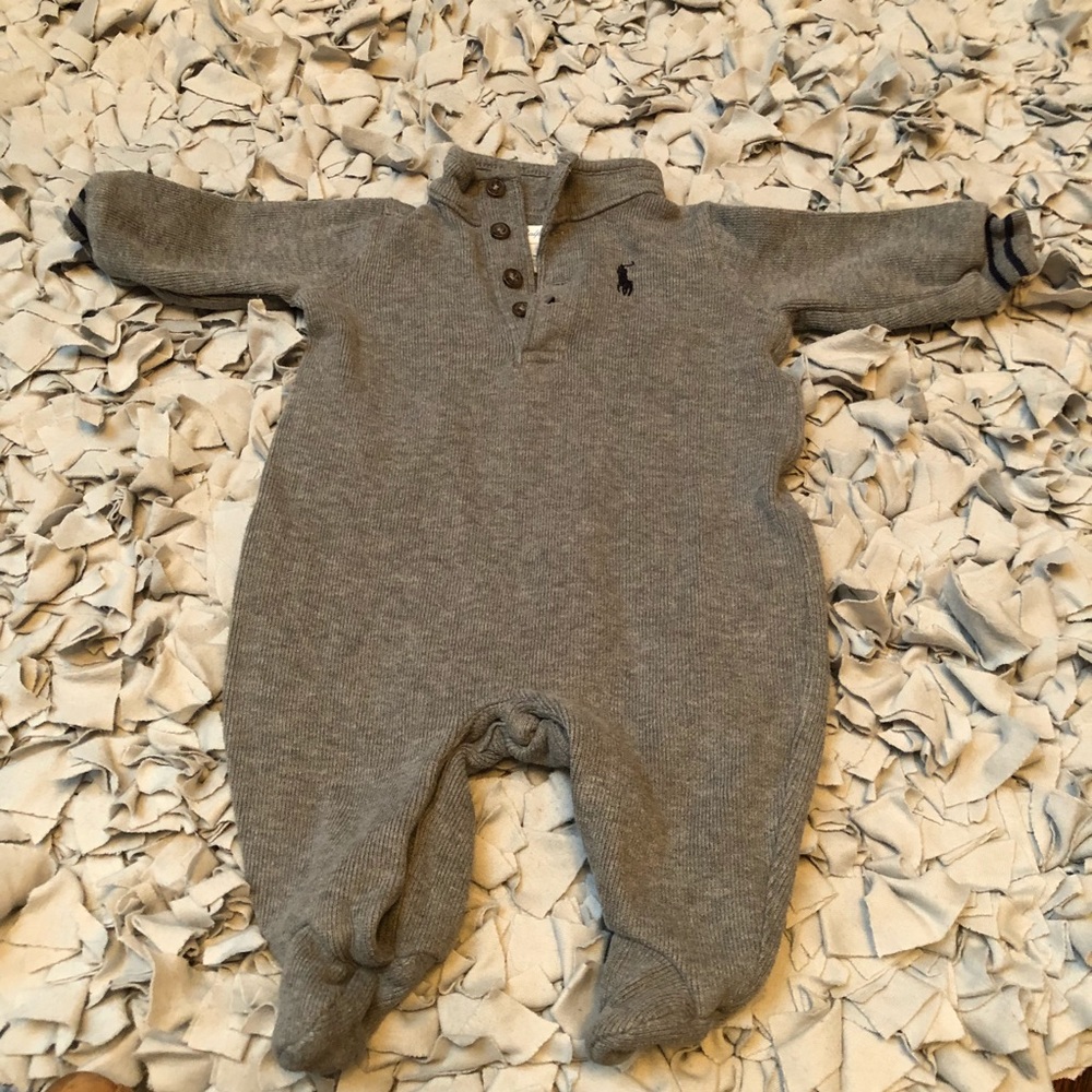 Gray one piece Polo Ralph Lauren onesie